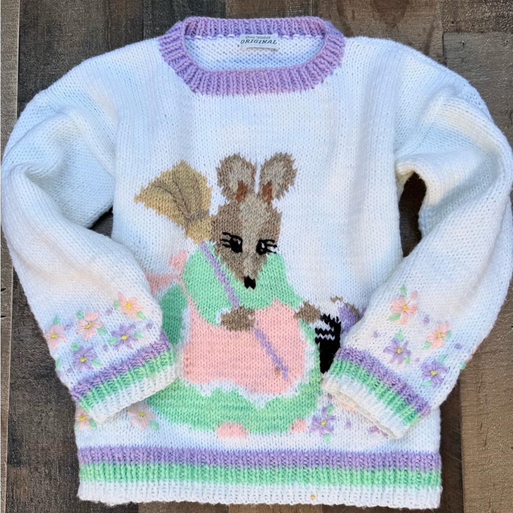 Ginny Whitfield Originals Mother Mouse Spring Floral Girl Sweater Size 7/8